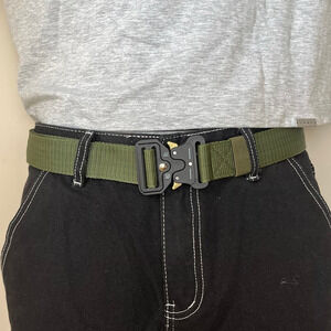 Y2K utility army green tactical military unique buckle design belt